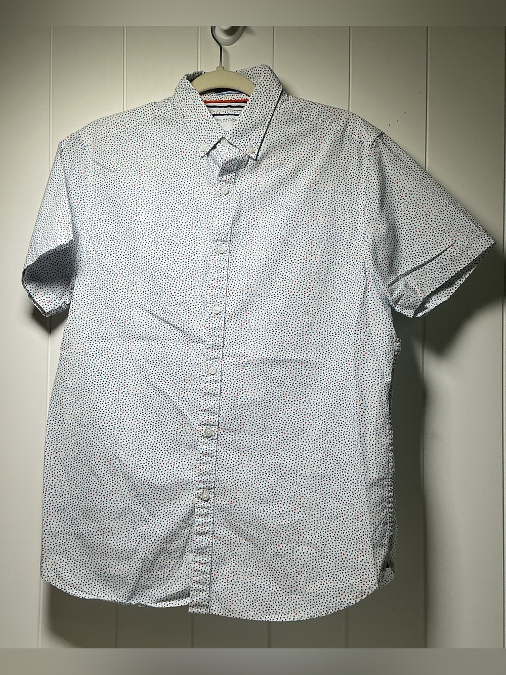 Denim & Flower Men's Medium Short Sleeve Button Down Shirt Cotton Geometric
